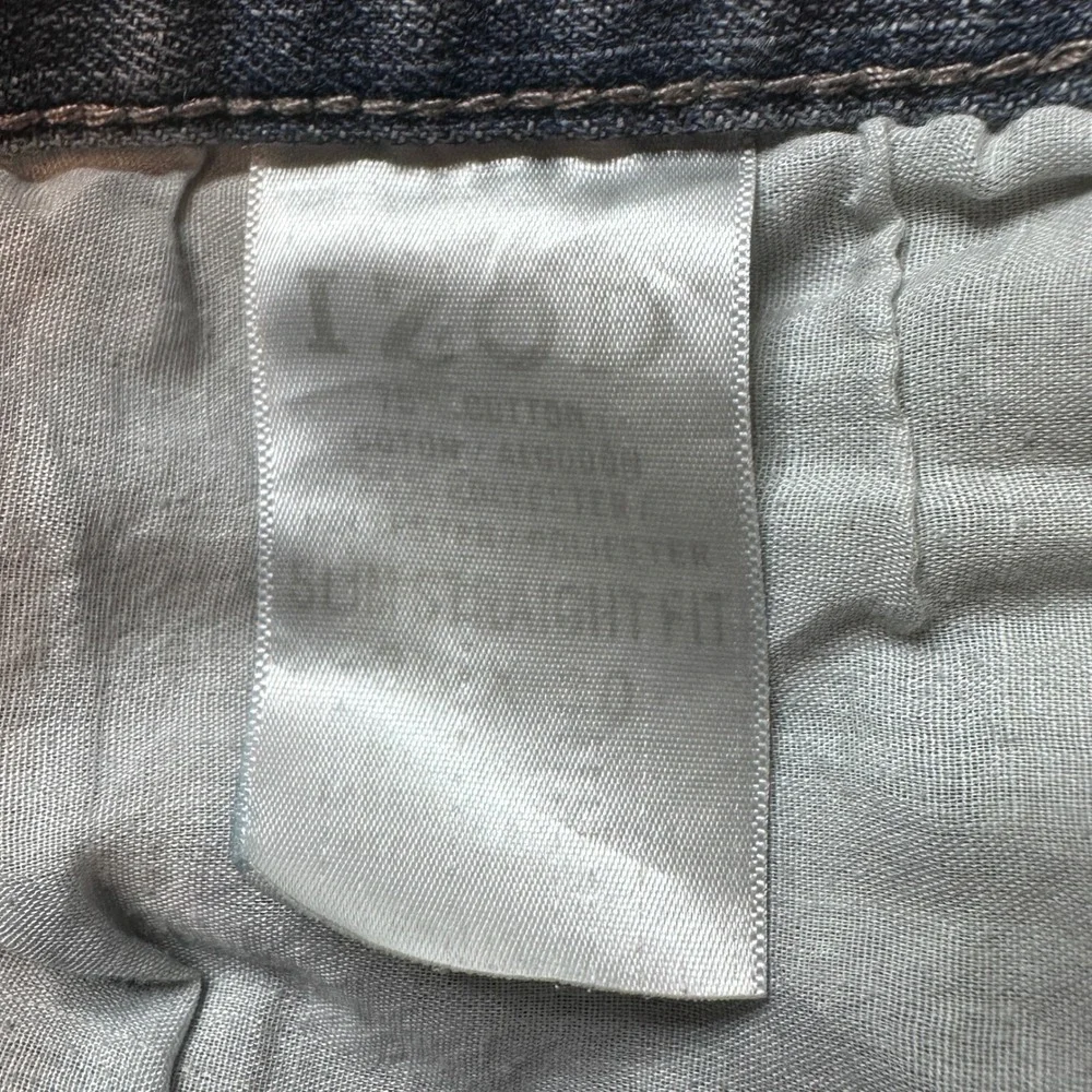 IZOD Jeans Mens 37x27 Blue‎ Slim Straight Fit Distressed Ripped Denim Pants